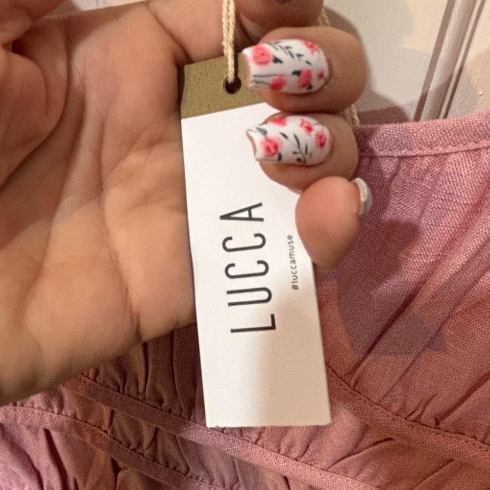 NWT LUCCA RAE PUFF SLEEVE TIERED DRESS-MAUVE XS - Picture 8 of 10